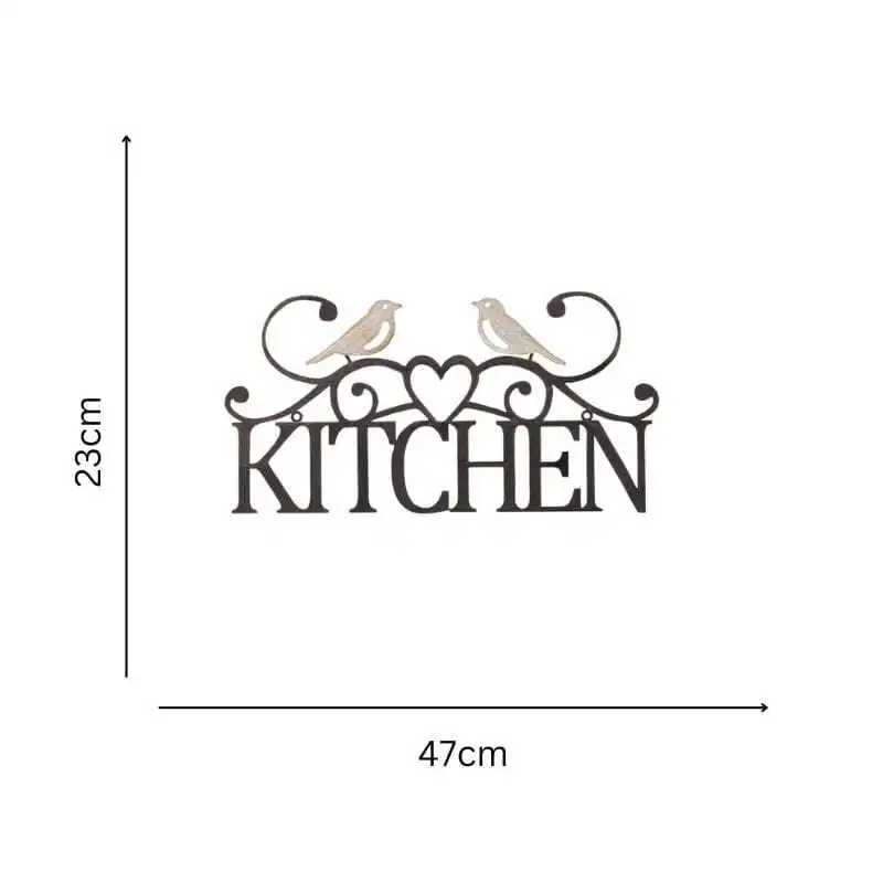 Willow & Silk Metal 47cm 'Kitchen' Heart/Lovebirds Plaque Sign Wall Art