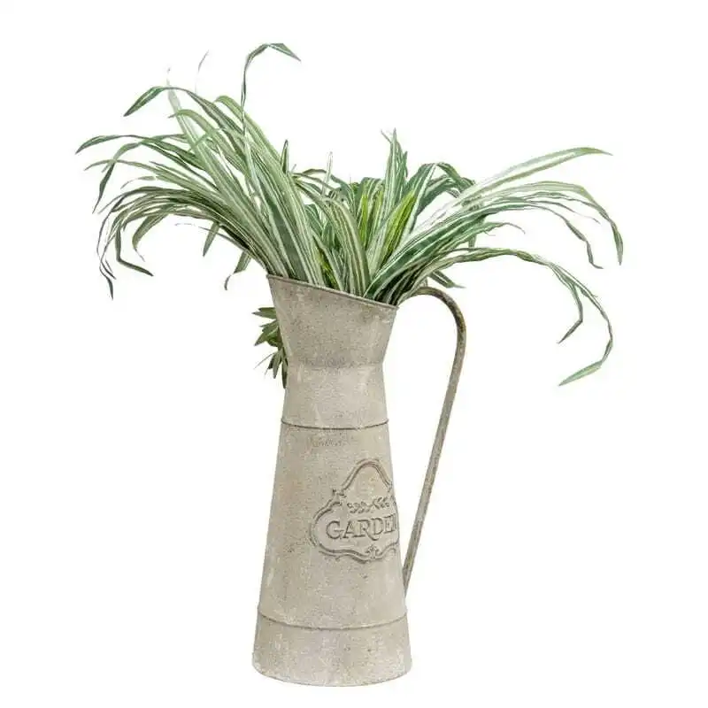 Willow & Silk Rustic 42cm Metal Taupe 'Garden' Jug Planter w/ Handle