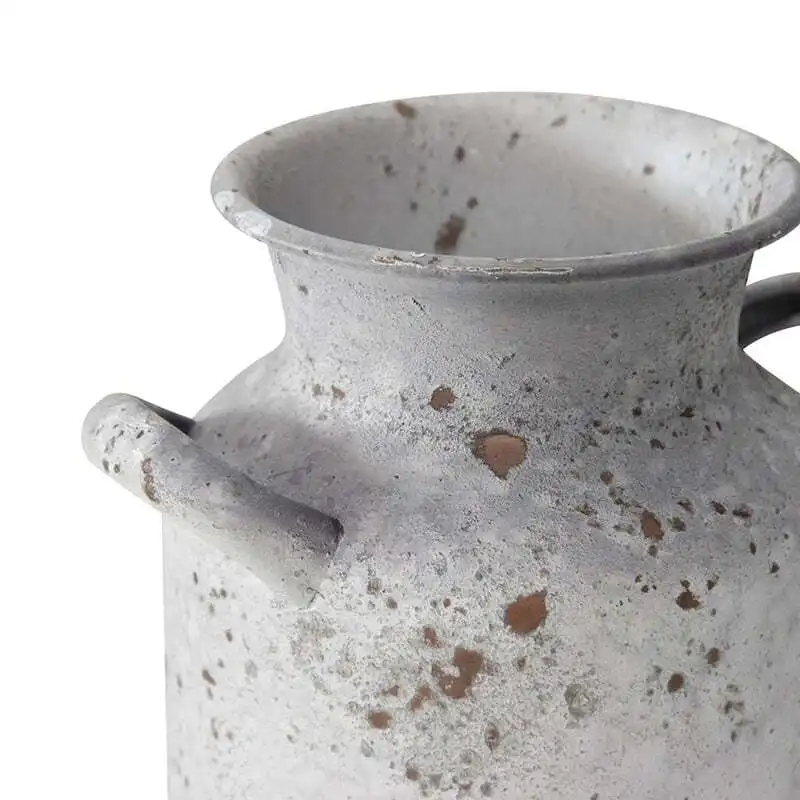Willow & Silk Metal Urn Rustic Distressed Finish Pot