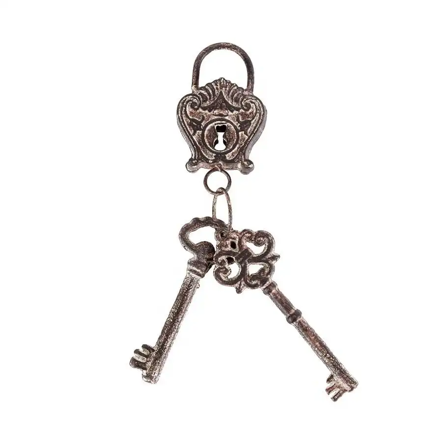 Vintage Skeleton Metal Lock and Keys Ornament