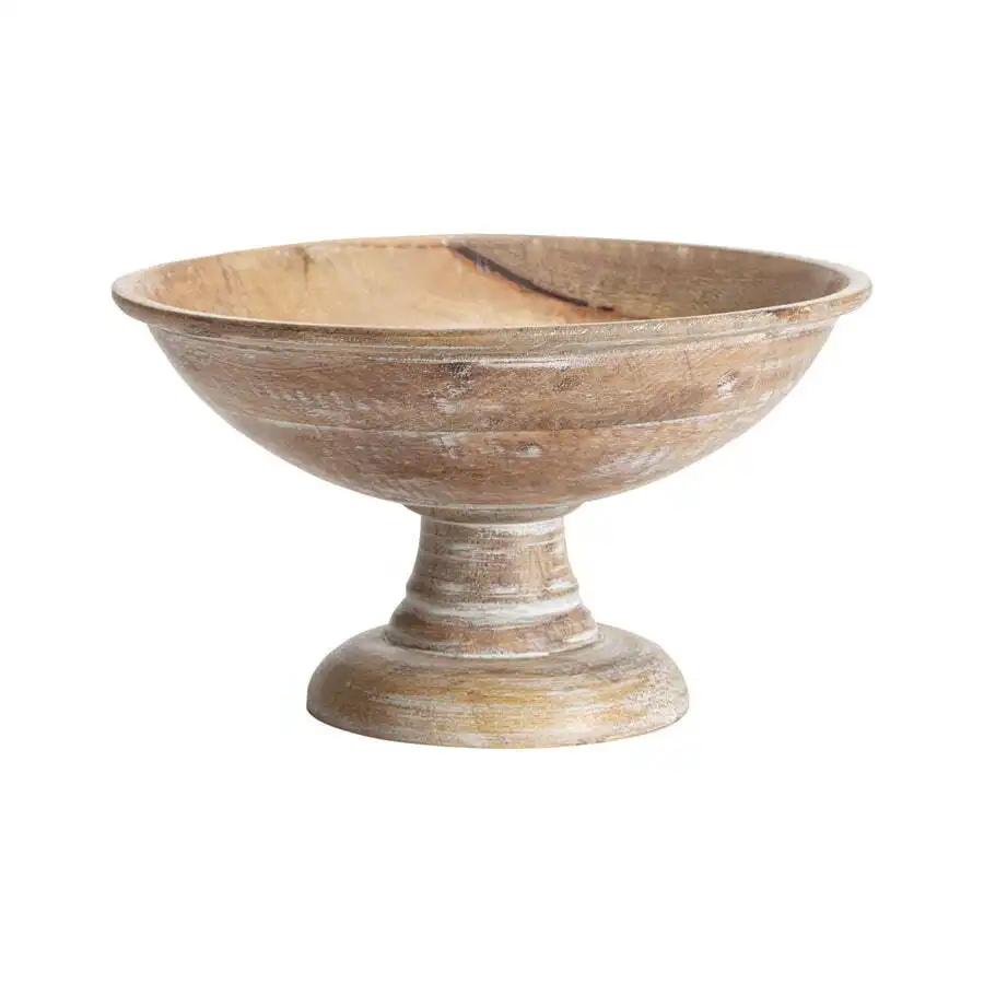 Handcrafted Wooden Footed Round Bowl 25cm