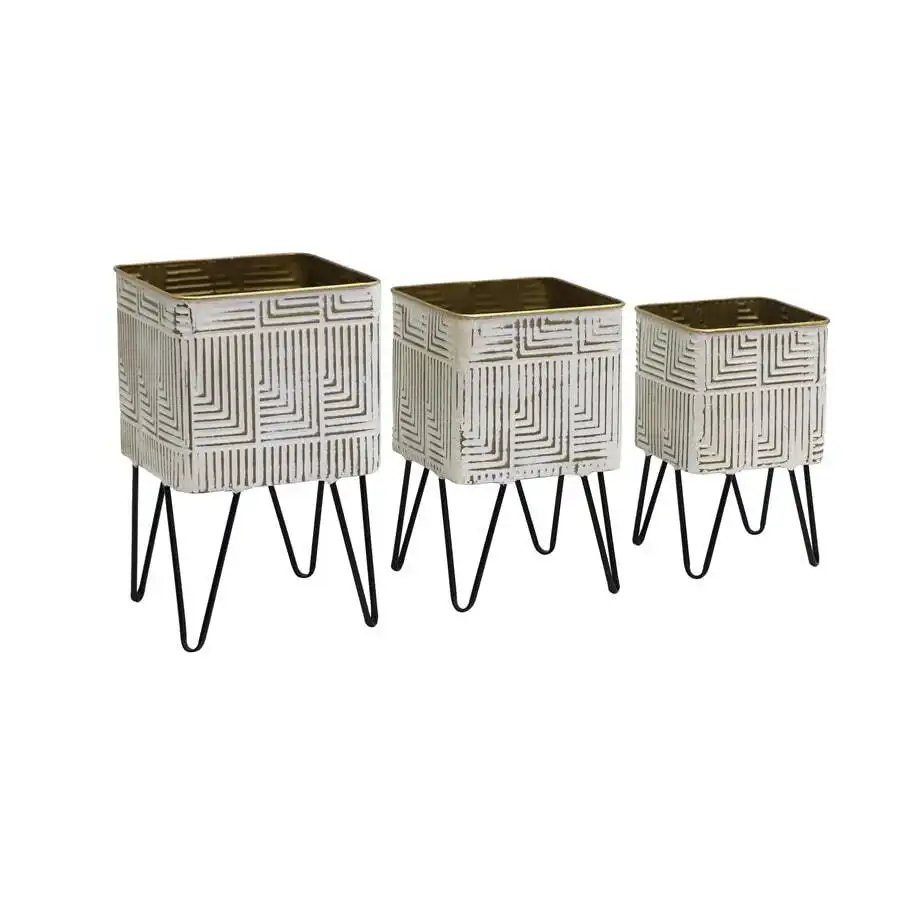 Nested Linear Flower Pot Planter w/Stand Set of 3