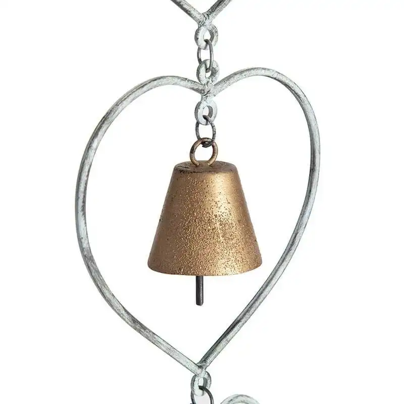 Willow & Silk Handmade Golden 117cm Hanging Hearts w/ Floating Bells