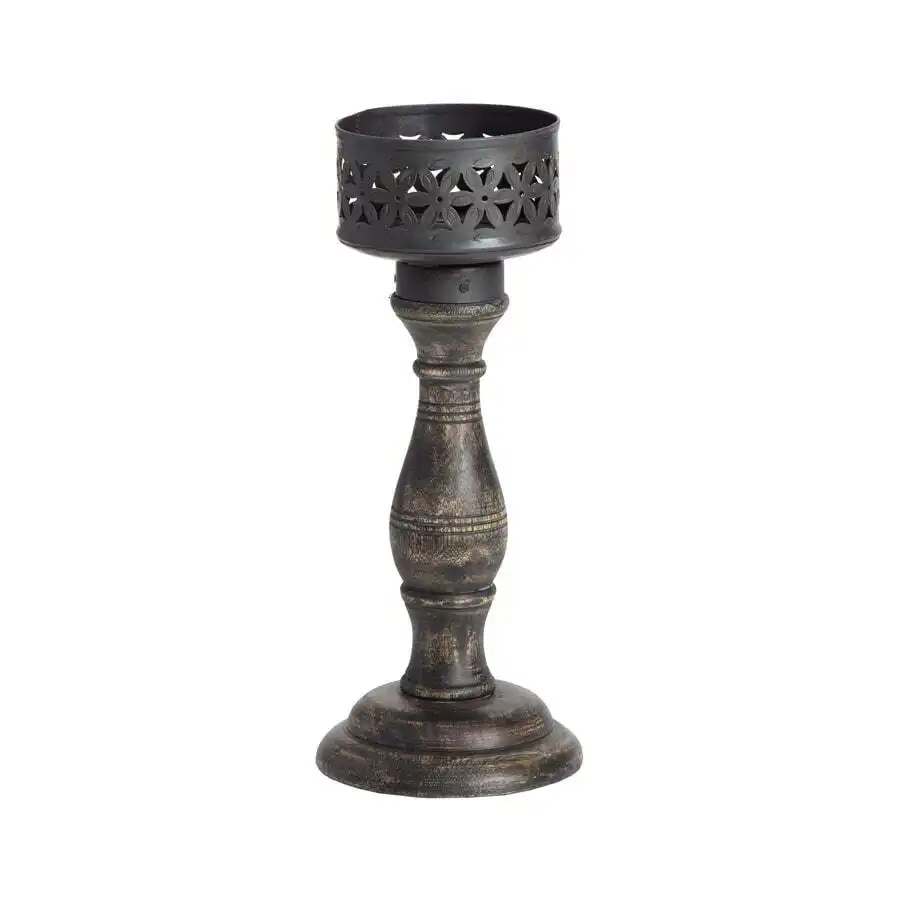 Handcrafted Long Chateau Pillar Candleholder 26cm