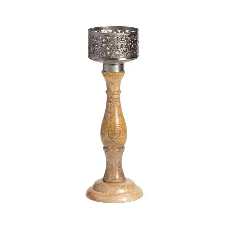 Handcrafted Bloom Pillar Candleholder - 35cm
