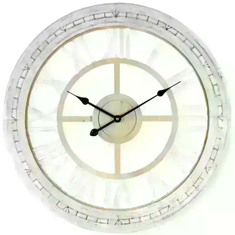 Willow & Silk 70 cm Antique White Hamptons Wall Clock