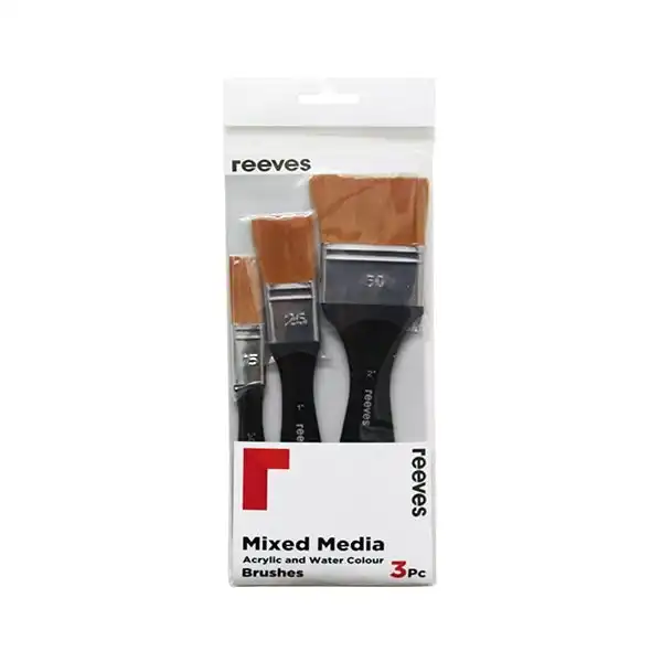 Reeves Mixed Media Brush Set, Gold Synthetic Spalter- 3pk