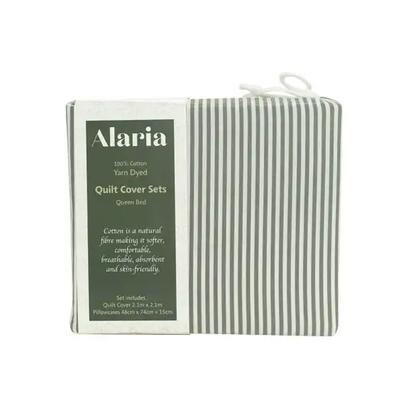 Alaria Yarn Dyed Quilt Cover Set, Grey- QB