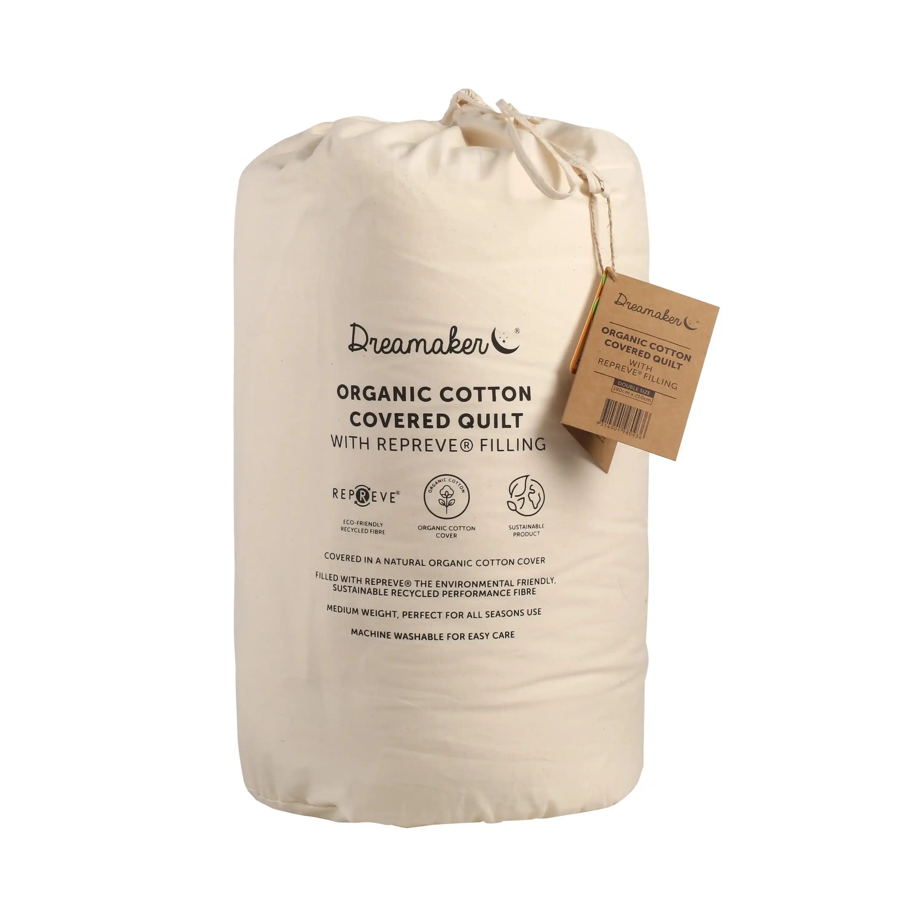 Dreamaker Organic Cotton Covered Quilt with Repreve Filling
