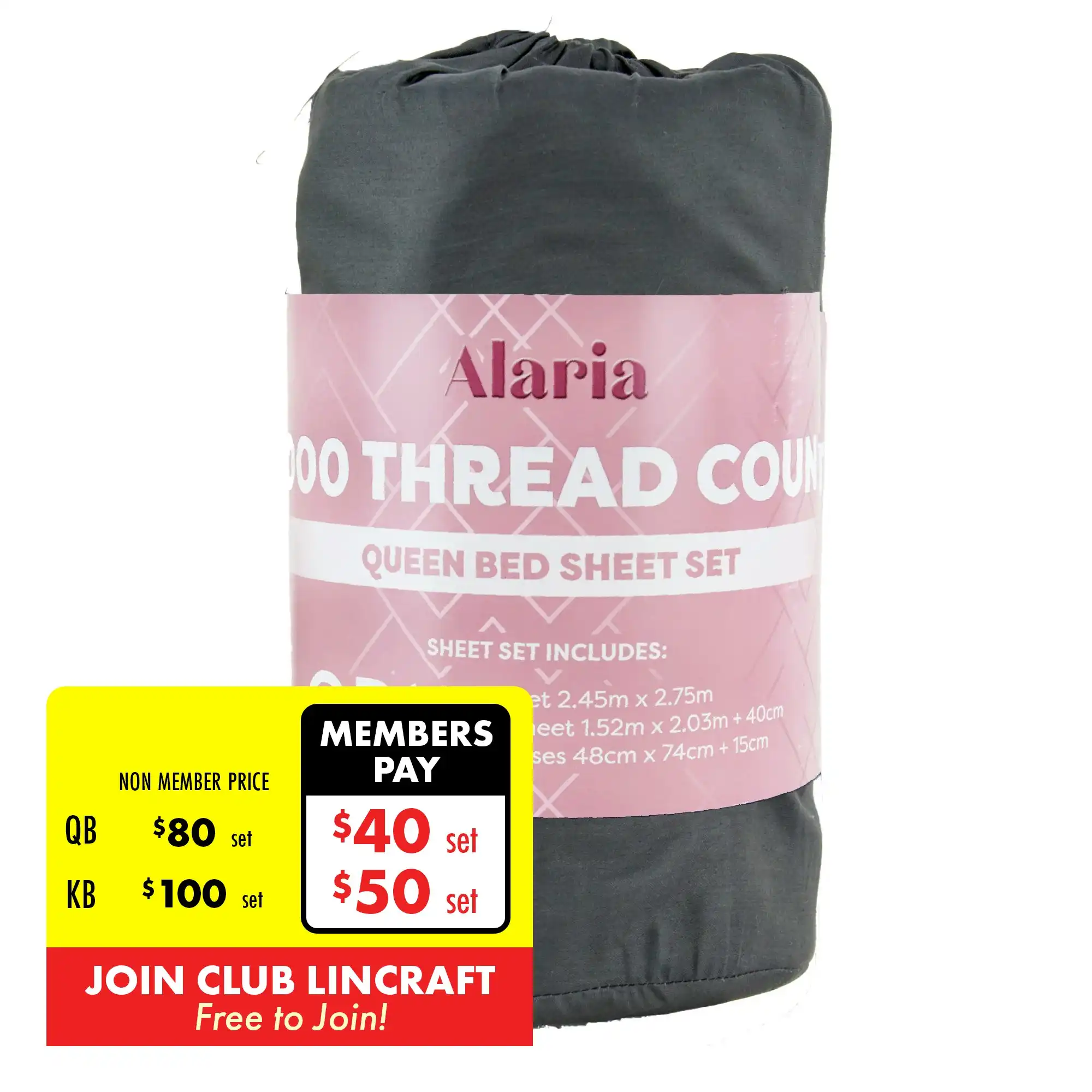 Alaria 1000TC Sheet Set, Charcoal