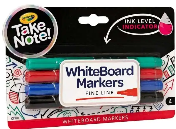 Crayola Take Note Whiteboard Markers Bullet Tip- 4pk