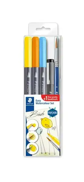 Staedtler Double-Ended Watercolour Pen, Birds- 5pk