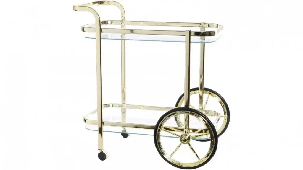 Swing Jones Bar Cart Trolley - Gold/Clear Glass