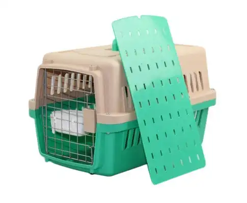 Dog Cat Crate Carrier With Bowl and Tray