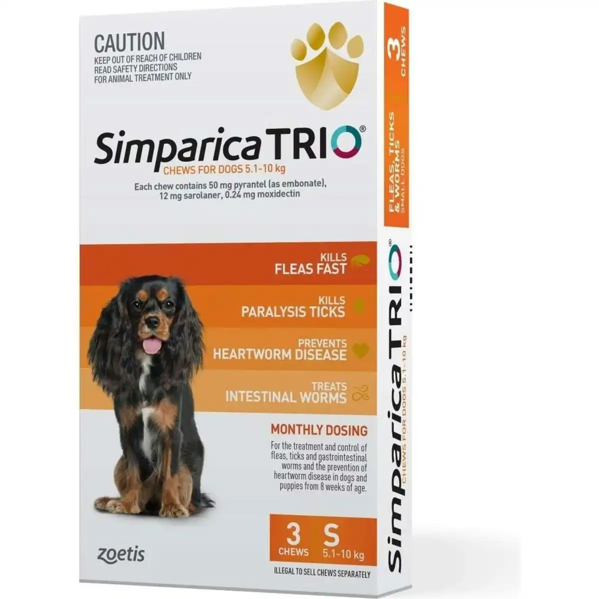 Simparica Trio Flea Tick And Worming Chews For Small Dogs Orange 3 Pack
