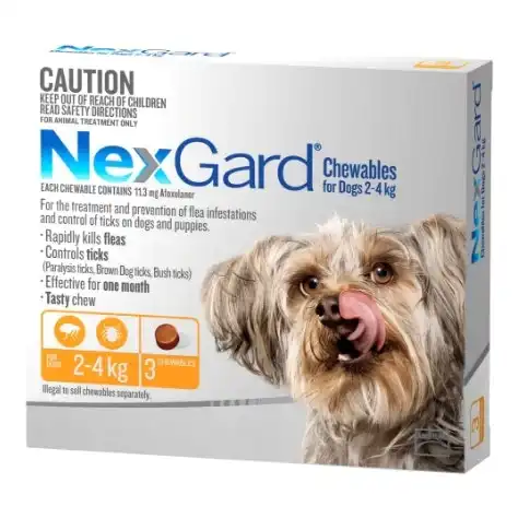 Nexgard Flea & Tick Treatment 2-4kg Dog - 3pk