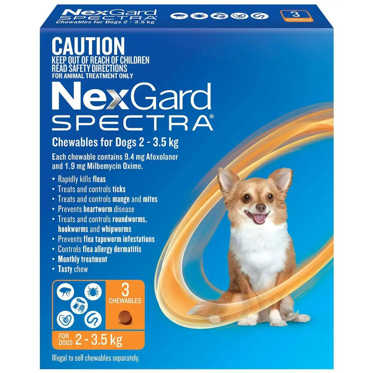 NexGard Spectra For Extra Small Dogs 2-3.5kg - 3pk