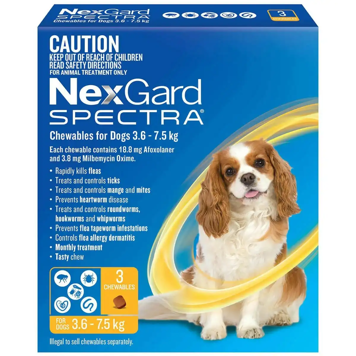 NexGard Spectra Chews For Small Dogs 3.6-7.5kg - 3pk