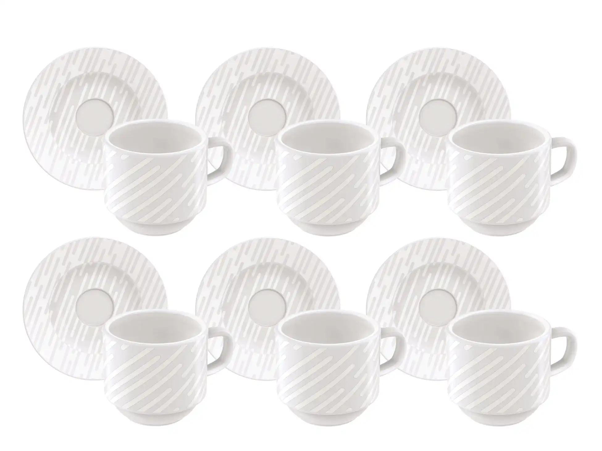 Tramontina Marie Set of Decorated Porcelain Coffee Cups and Saucers