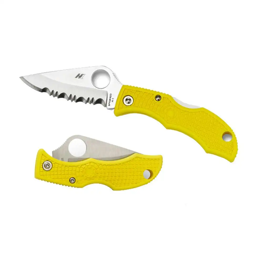 Spyderco Ladybug 3 Salt Yellow H1 - Serrated Blade Folding Knife | YSLYLS3