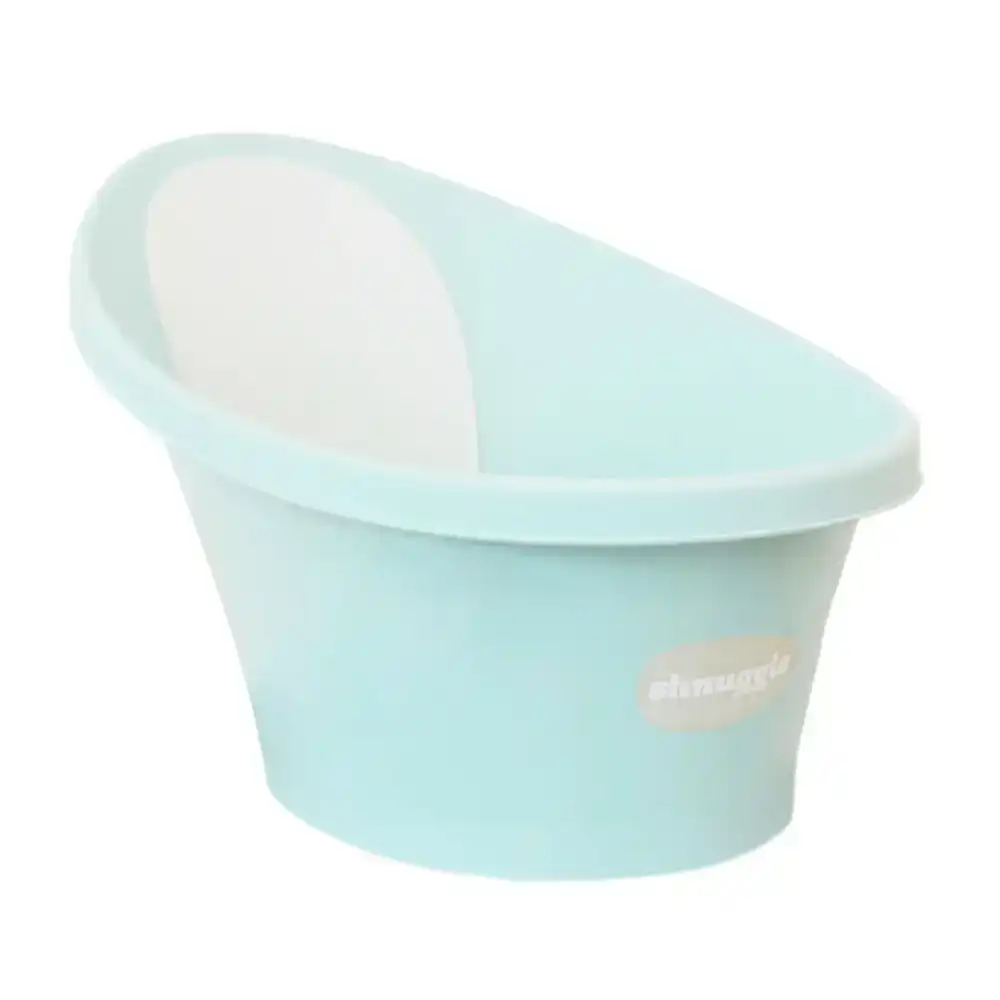 Shnuggle Aqua Baby Bath Tub W/ Backrest + Bum Support + Plug - Aqua