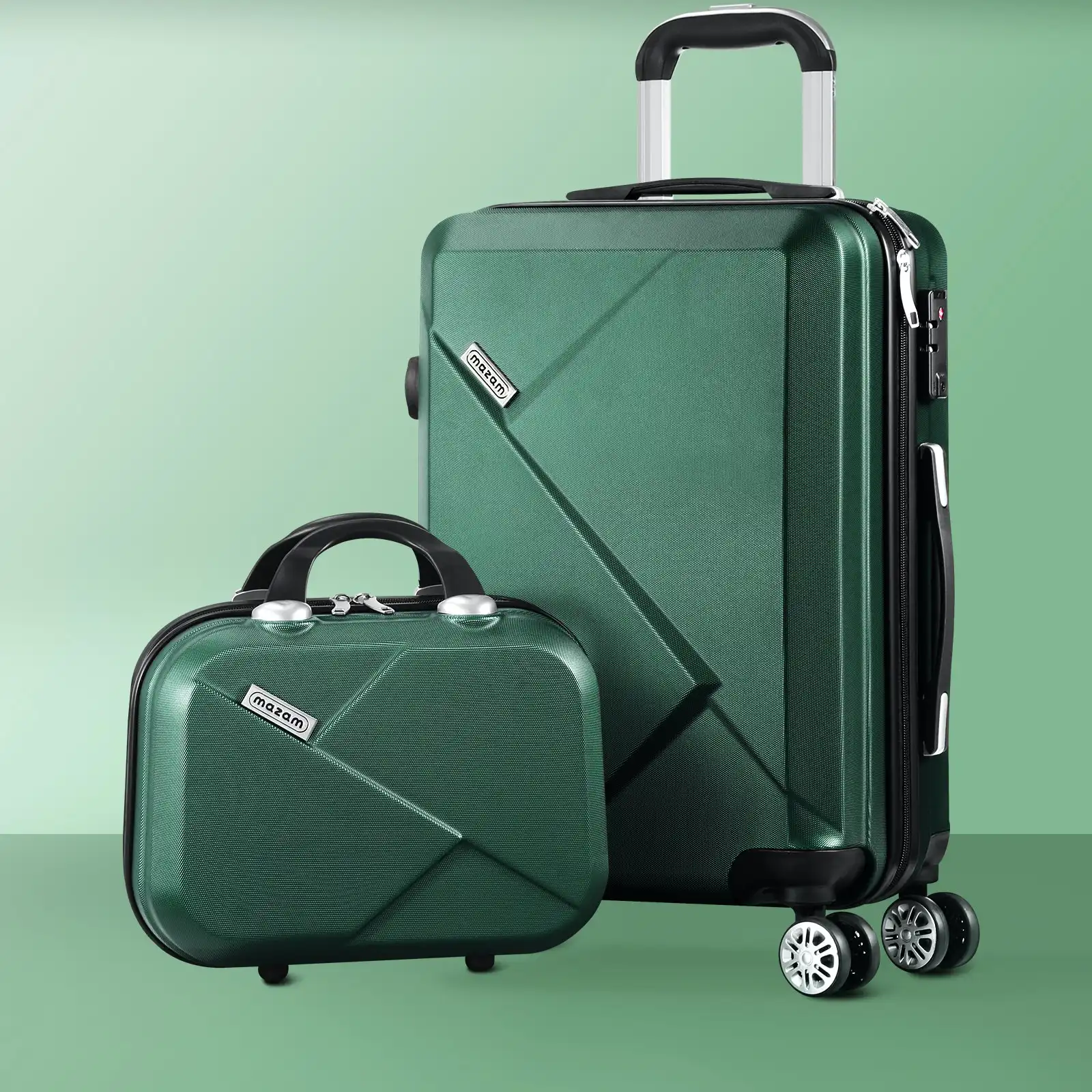 Mazam 2PCS Luggage Suitcase Trolley Set Travel TSA Lock Storage Hard Case Green