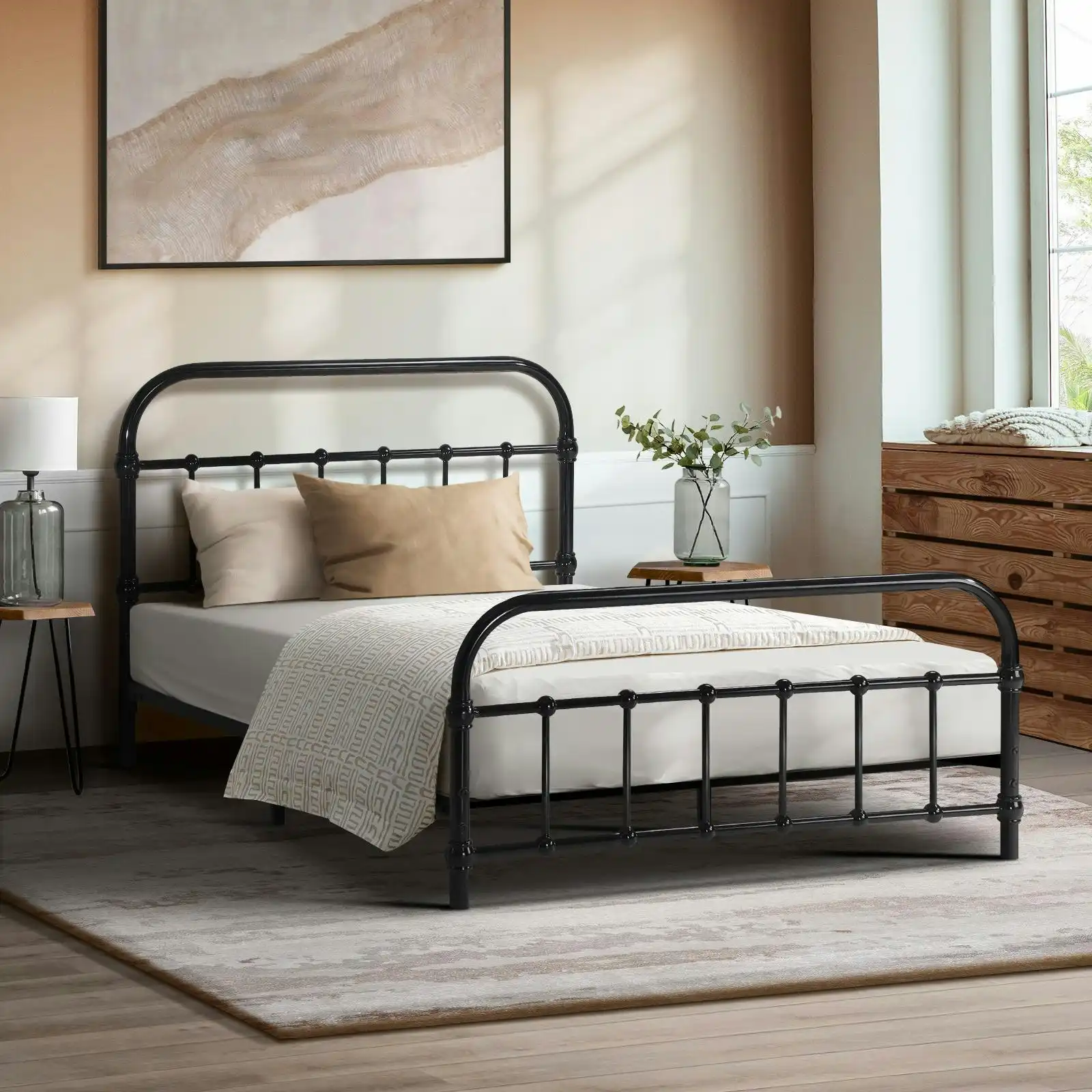 Oikiture Metal Bed Frame King Single Size Bed Base Platform
