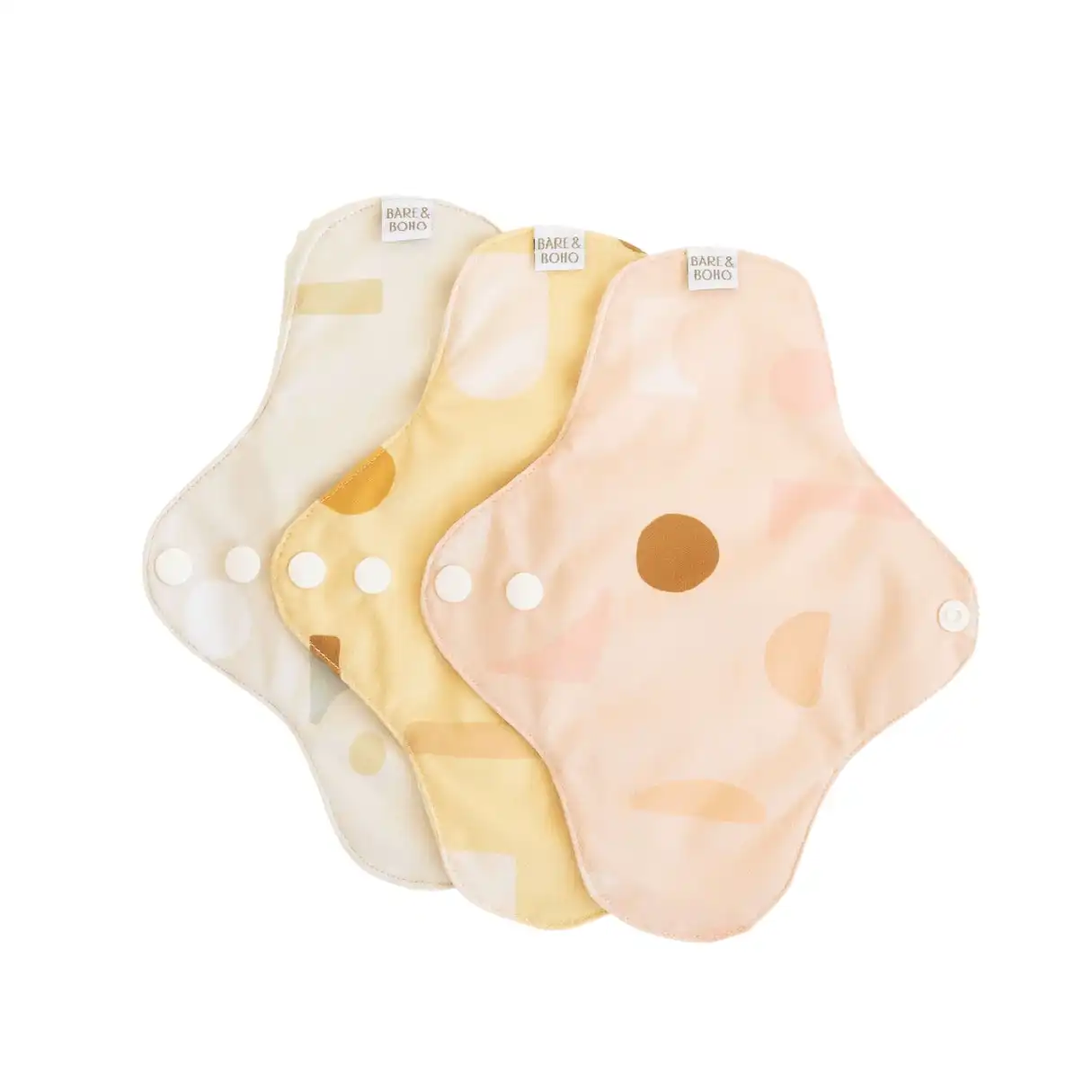 Bare and Boho Reusable Cloth Pads Light Shapes 3 Pack