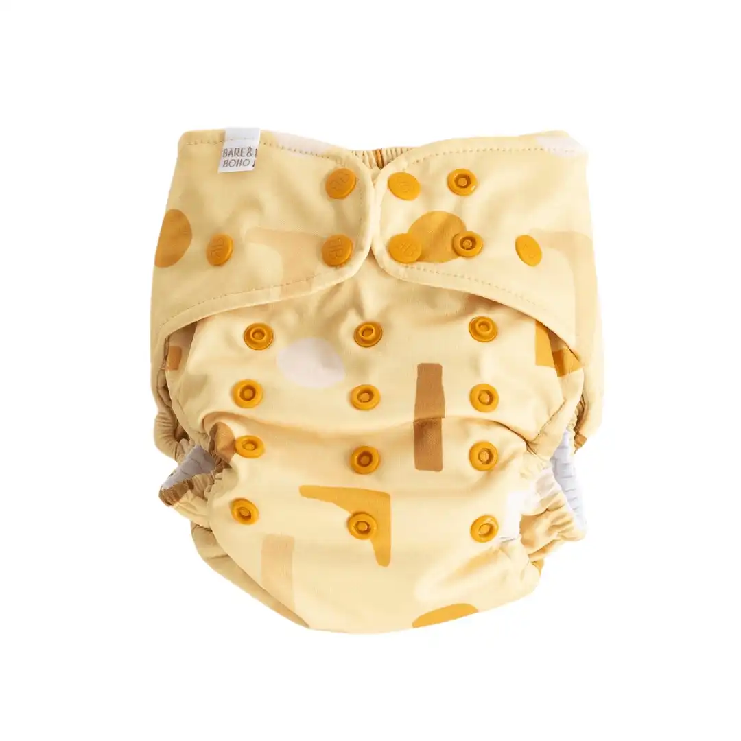 Bare and Boho Reusable Soft Cover Nappy 2.0 One Size 4kg+ Apricot Shapes 1 Pack