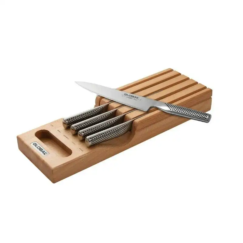 Global Hikaeme 6 Piece In-Drawer Knife Set - Beech