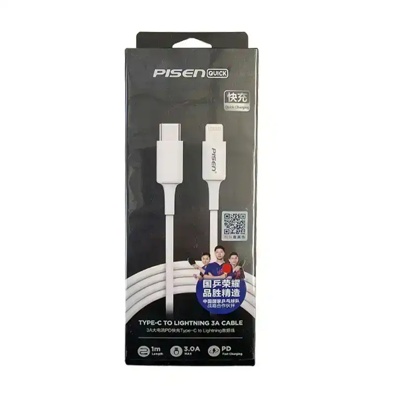 PISEN Lightning to USB-C PD Fast Charging Cable 1m - White