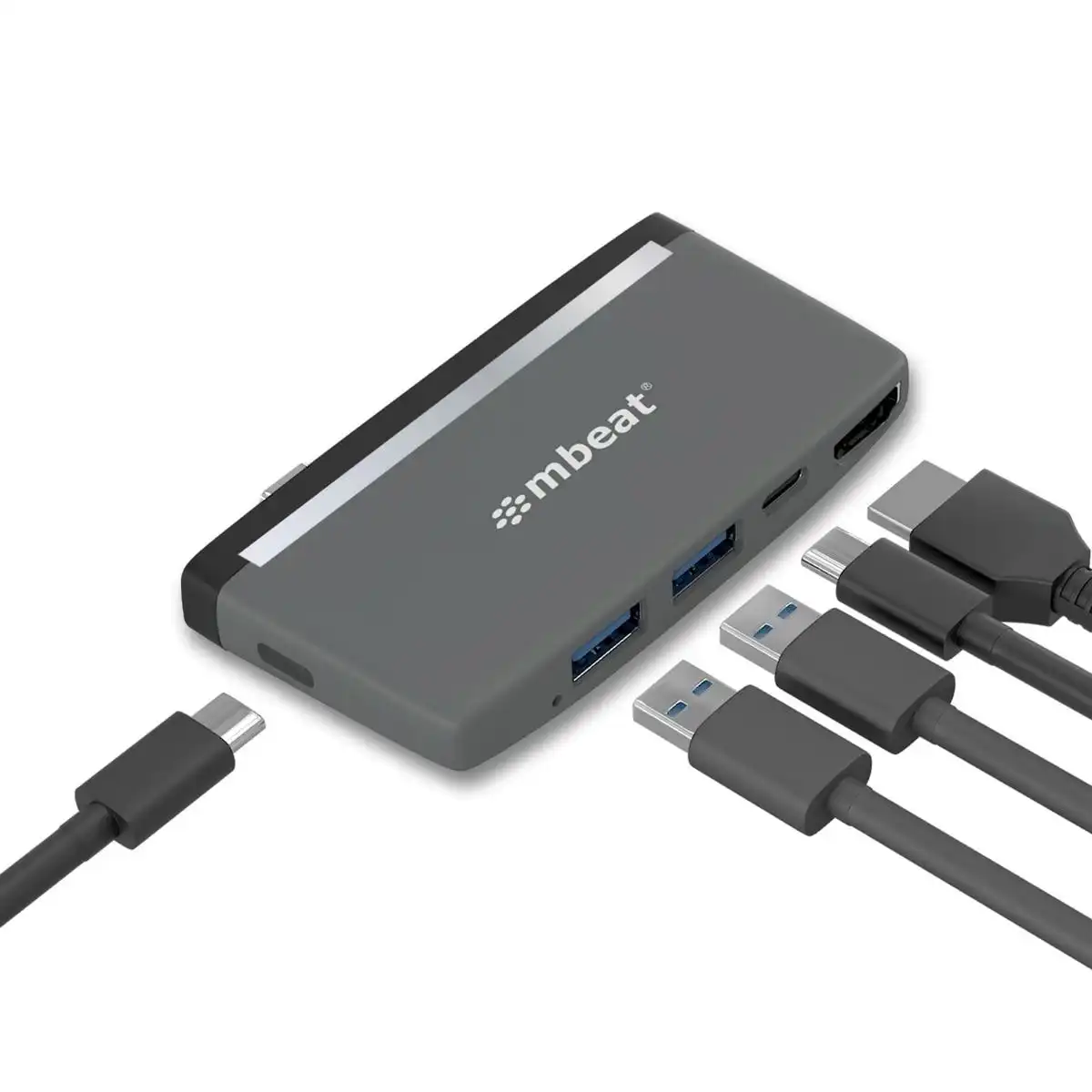mBeat Essential Pro 5 in 1 USB-C Hub - Black/Grey