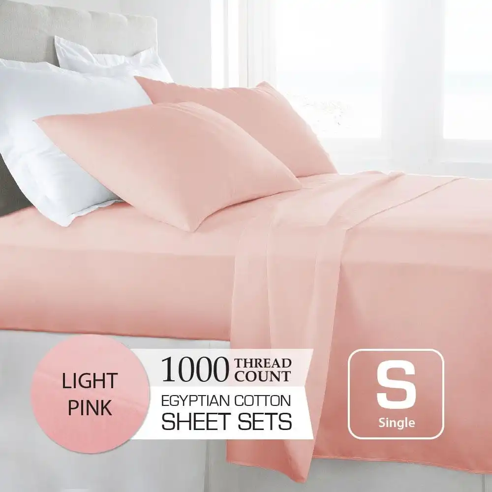Light Pink 1000TC Egyptian Cotton Sheet Set