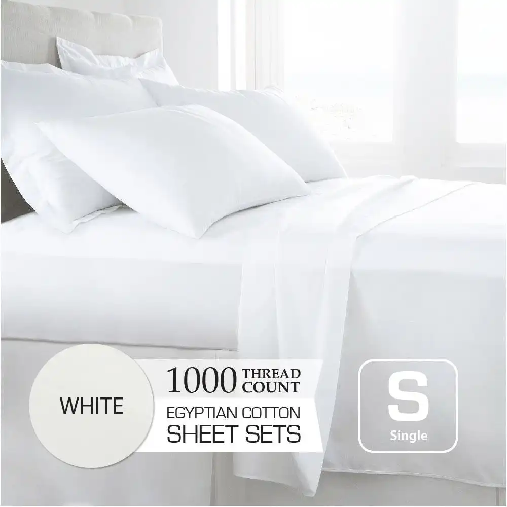 White 1000TC Egyptian Cotton Sheet Set
