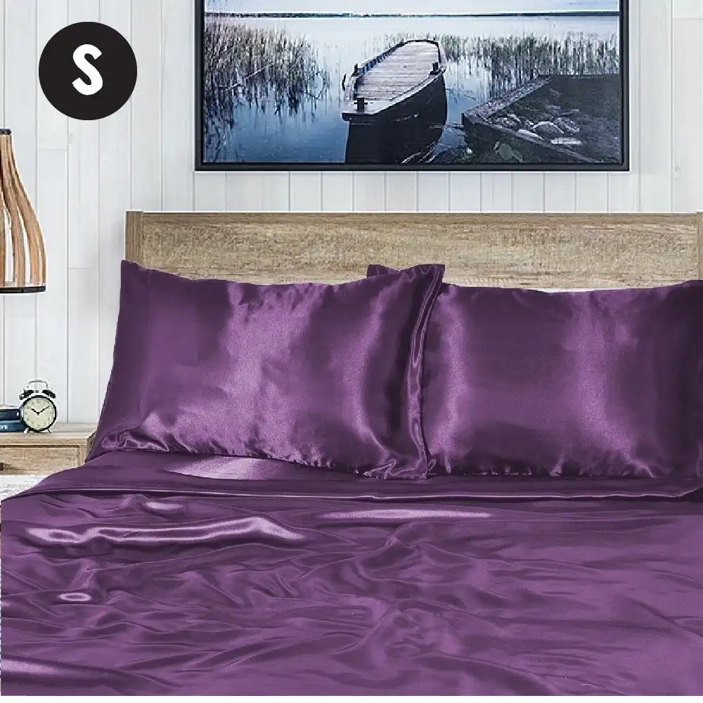 Purple 1000TC Silk Silky Feel Satin Sheet Set