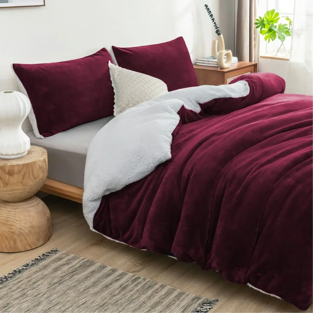 Luxor in Teddy Fleece Sherpa Duvet Cover Set and Blanket