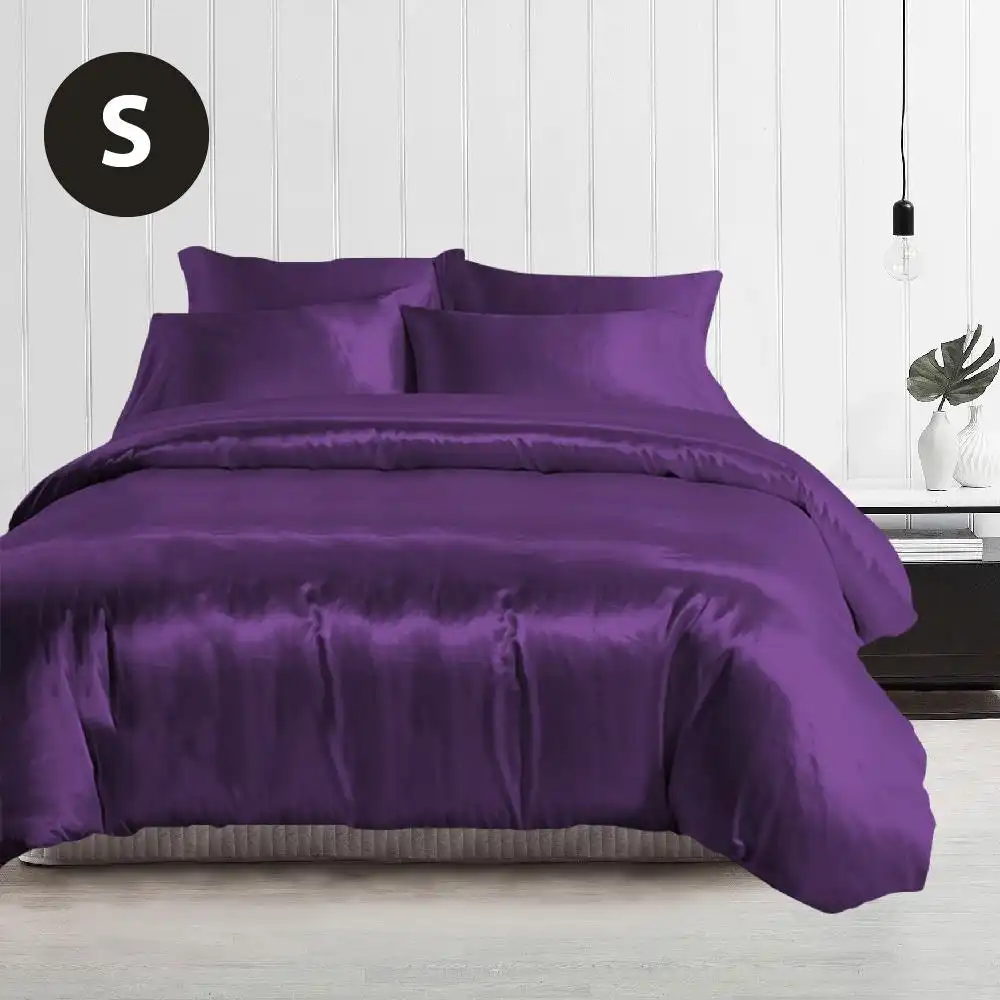Silky Feel Quilt Cover Set-Purple