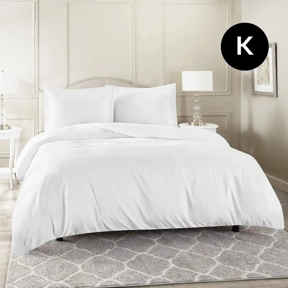 King Size White Color 1000TC 100% Cotton Quilt Doona Duvet Cover Pillowcase Set