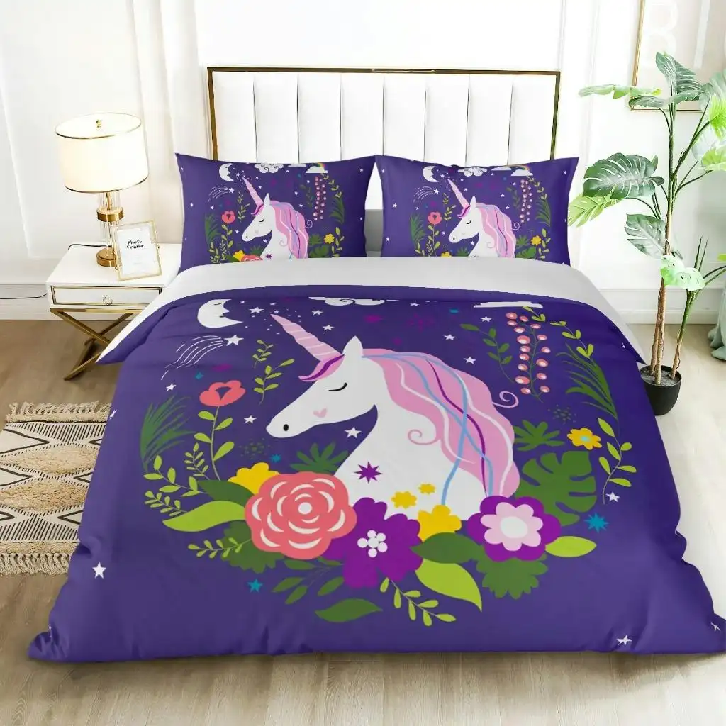 My Unicorn Purple Quilt Doona Duvet Cover Set