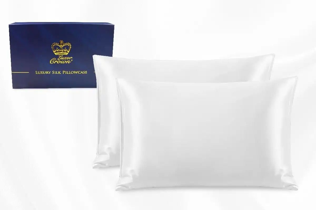 Two Pieces 100% Pure Two-Side Mulberry Silk Pillowcase White