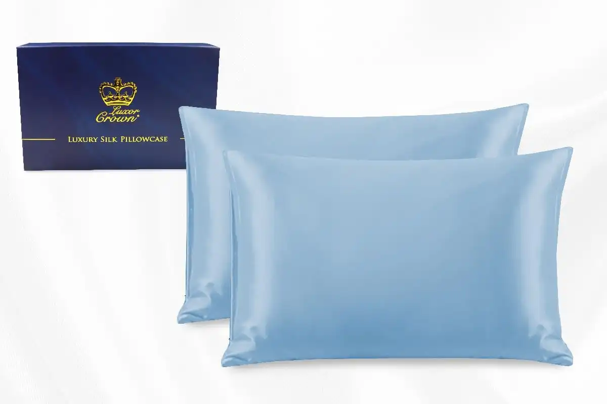 Two Pieces 100% Pure Two-Side Mulberry Silk Pillowcase Sky