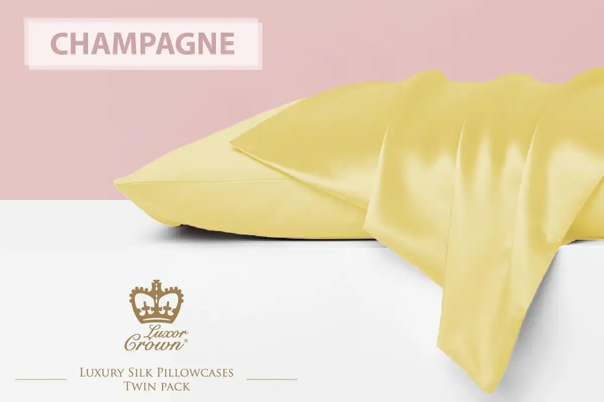 Two Mulberry Silk Pillowcases CHAMPAGNE