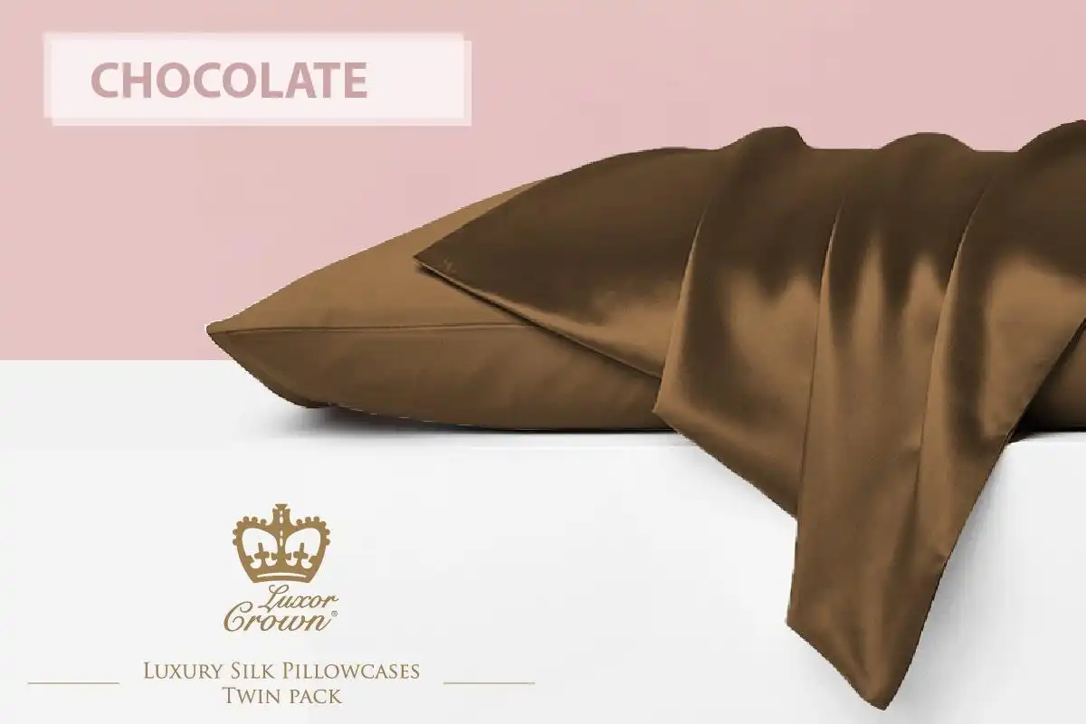 Two Mulberry Silk Pillowcases CHOCOLATE