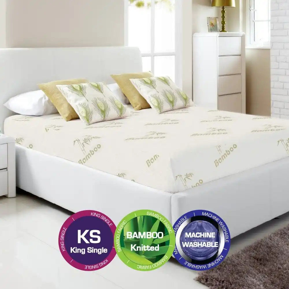 Bamboo Print Fully Fitted Mattress Protector -King Single