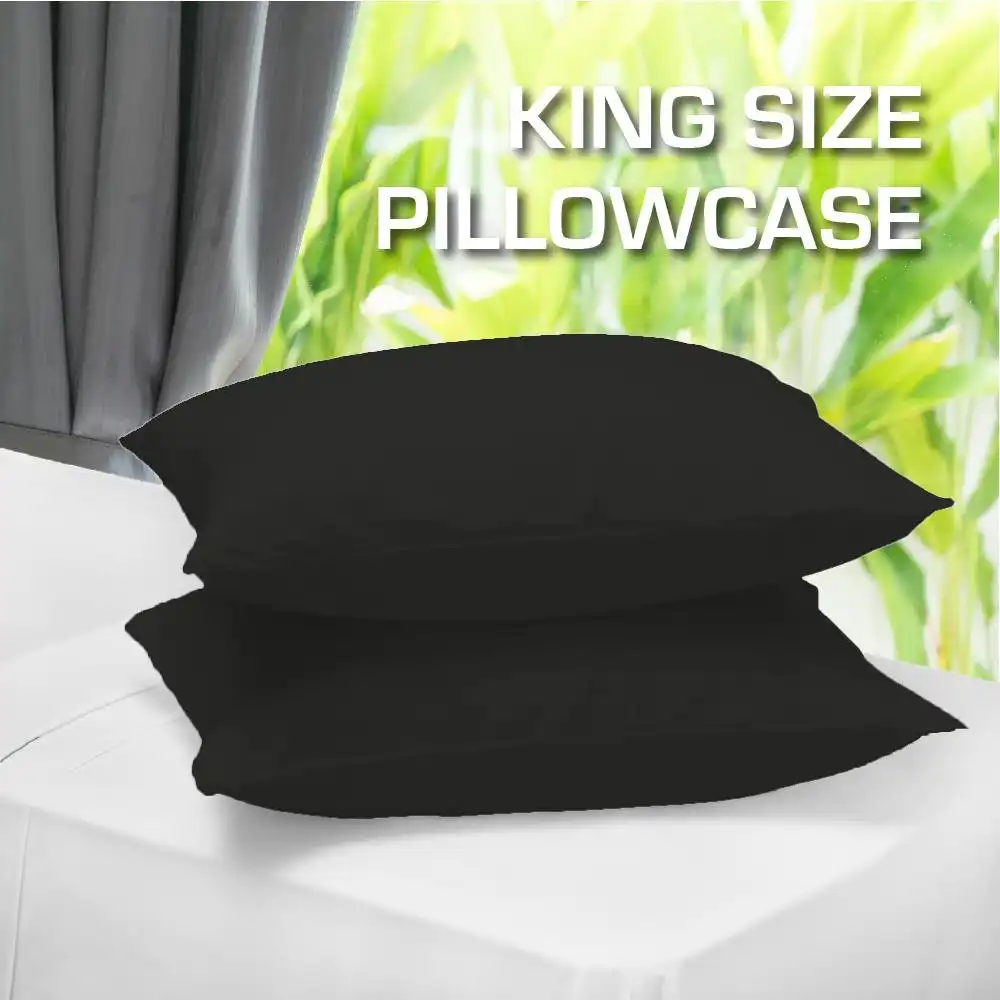 Black Color Twin Pack King Size Pillowcase 55 x 95cm