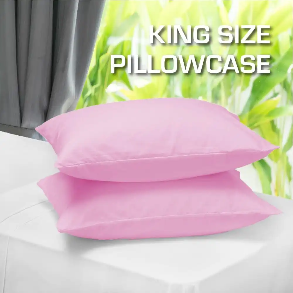 Light Pink Color Twin Pack King Size Pillowcase 55 x 95cm