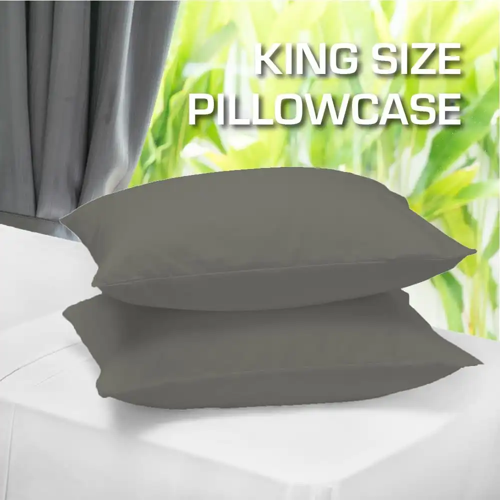 Grey Color Twin Pack King Size Pillowcase 55 x 95cm