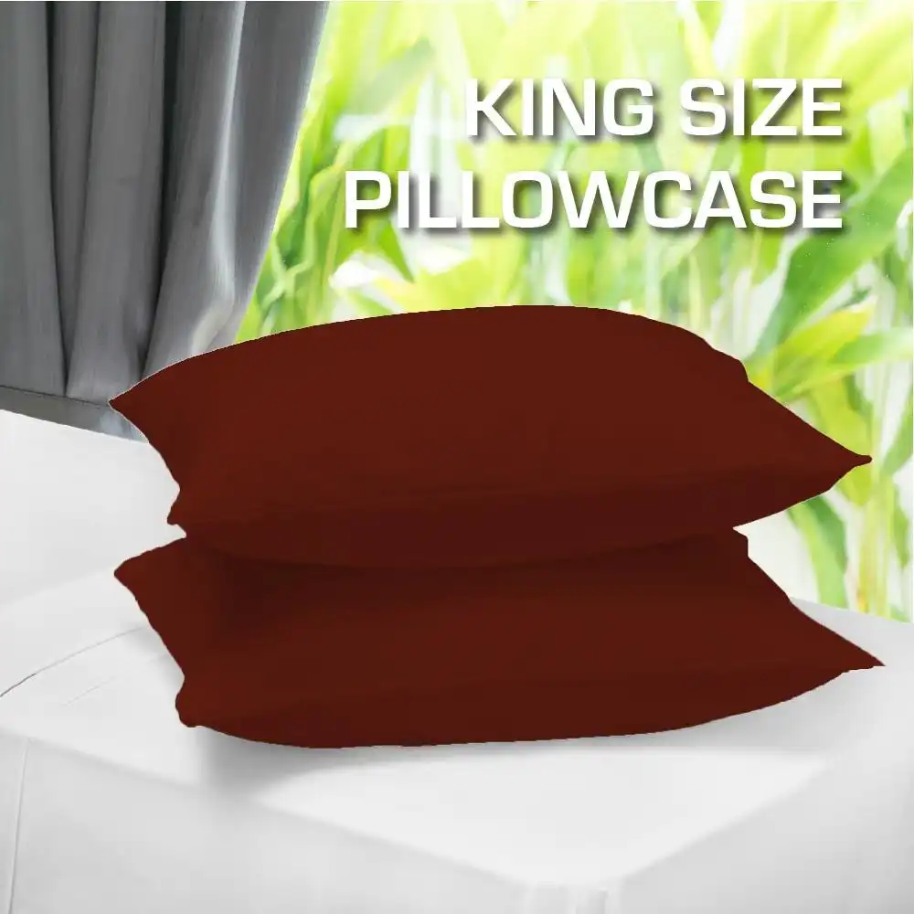 Burgundy Color Twin Pack King Size Pillowcase 55 x 95cm