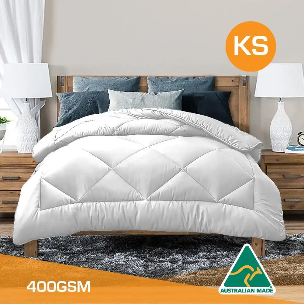 King Single Size Aus Made All Season Soft Bamboo Blend Quilt White Cover