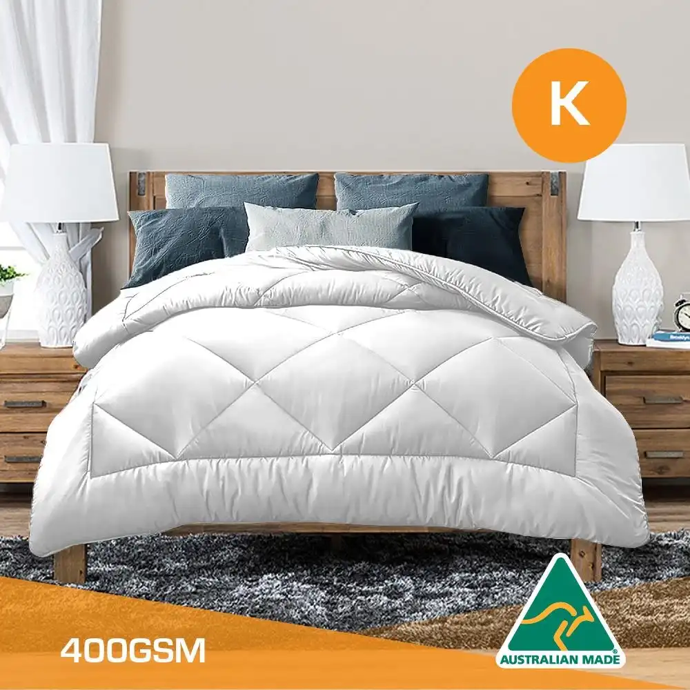 King Size Aus Made All Season Soft Bamboo Blend Quilt White Cover